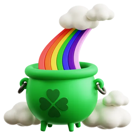 Cauldron With Rainbow  3D Icon