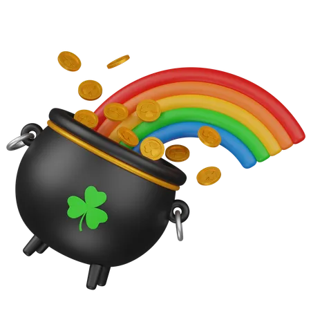 Cauldron With Rainbow  3D Icon