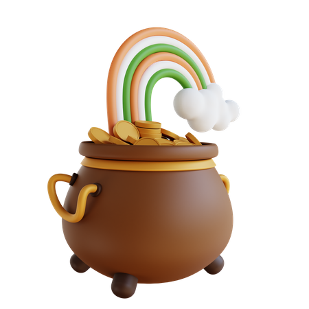 Cauldron With Rainbow  3D Icon