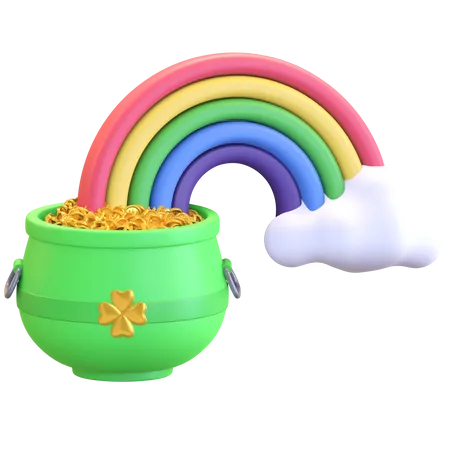 Cauldron With Rainbow 3D Illustration