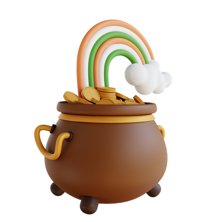 Cauldron With Rainbow  3D Icon