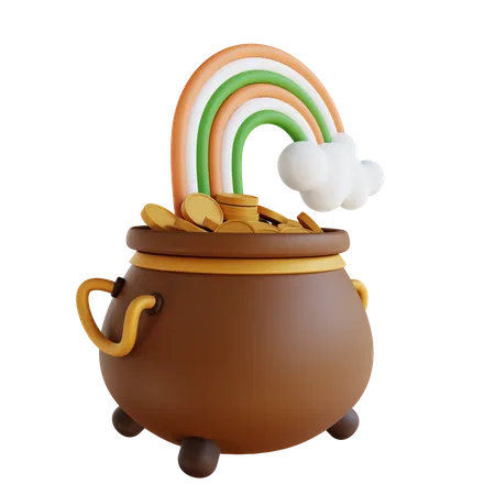 Cauldron With Rainbow  3D Icon