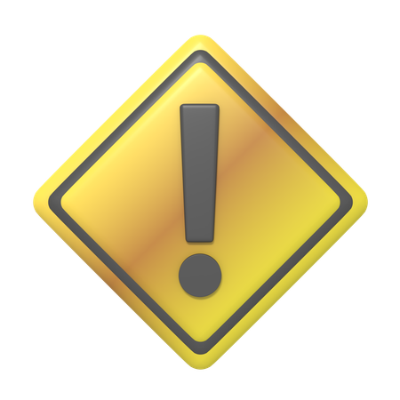 Caution Sign On Road  3D Icon