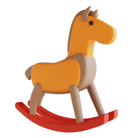 Cavalo De Brinquedo Com Ilustracao 3 D 3D Icon