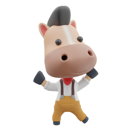 Feliz cavalo fofo  3D Illustration