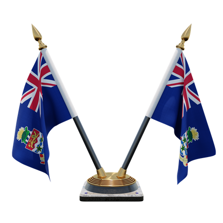 Cayman Islands Double Desk Flag Stand  3D Illustration