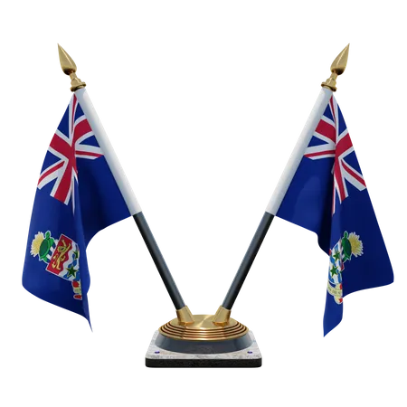 Cayman Islands Double (V) Desk Flag Stand  3D Icon