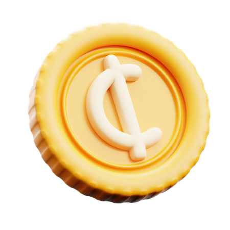 Cedi Ghana Currency  3D Icon