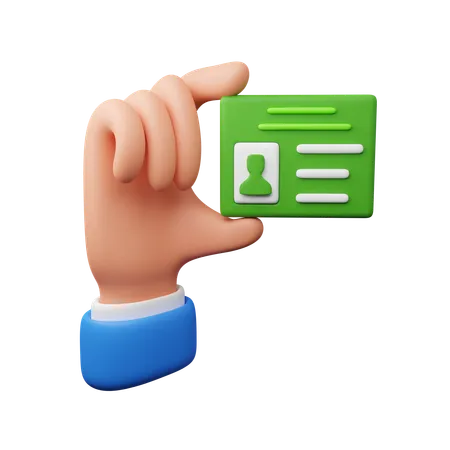 Tarjeta de identidad que lleva en la mano  3D Icon