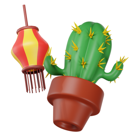 Celebração com cactos e flâmulas  3D Icon