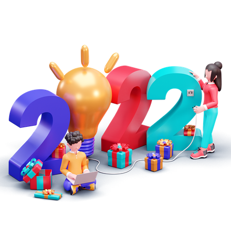 Celebração de Ano Novo  3D Illustration