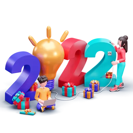 Celebração de Ano Novo  3D Illustration