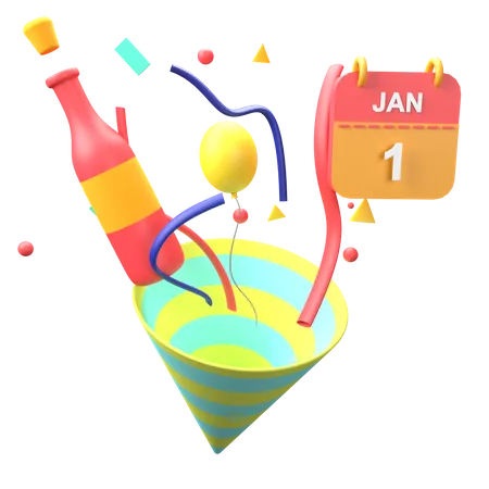 Celebração de Ano Novo  3D Icon