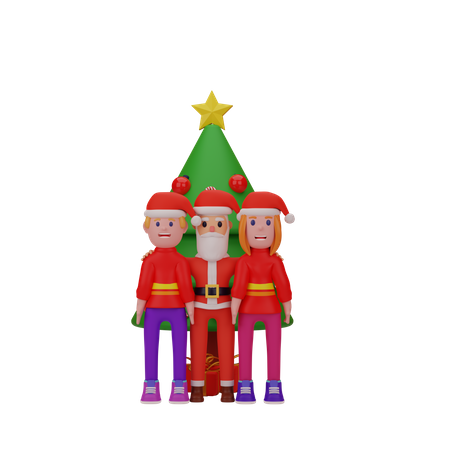 Celebração de Natal com Papai Noel  3D Illustration