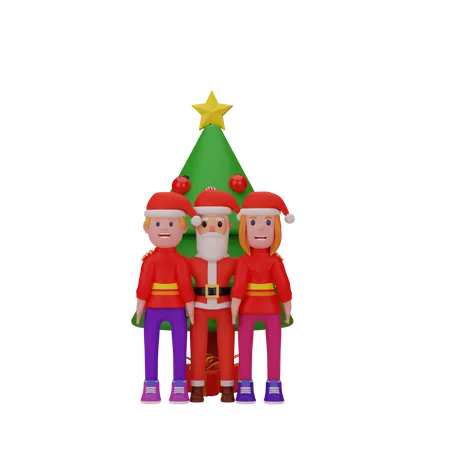 Celebração de Natal com Papai Noel  3D Illustration