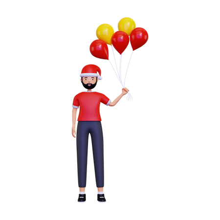 Celebración navideña con globos.  3D Illustration