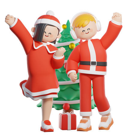 Celebrando la navidad con disfraces  3D Illustration