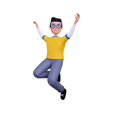 Celebrate by jumping 3D Illustration