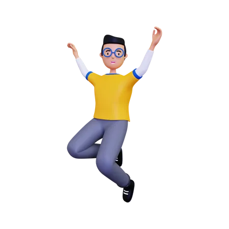 Celebrate by jumping  3D Illustration