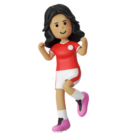Celebrate Football Player Girl  3D Illustration