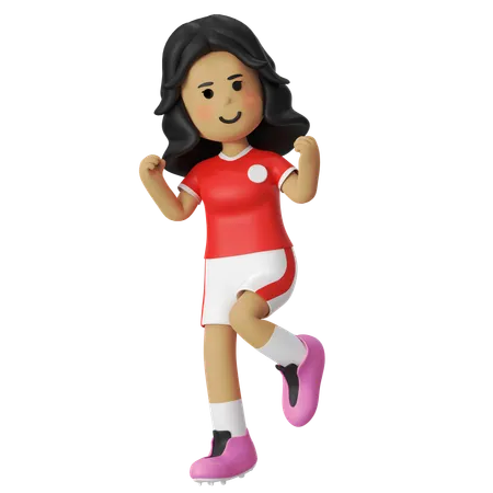 Celebrate Football Player Girl  3D Illustration