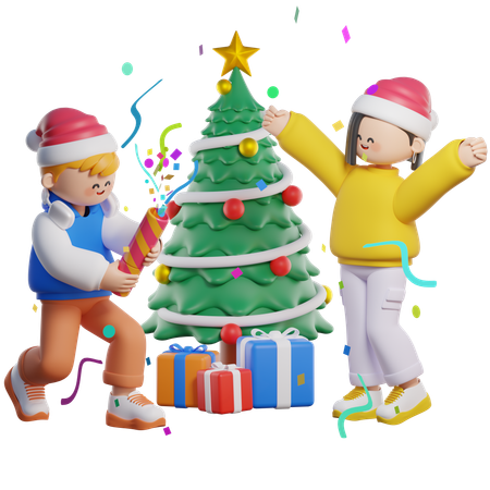 クリスマスパーティーを祝う  3D Illustration