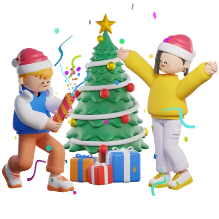 クリスマスパーティーを祝う  3D Illustration