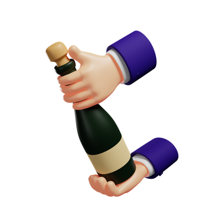 Celebrating with champagne  3D Icon