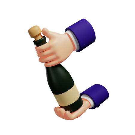 Celebrating with champagne  3D Illustration