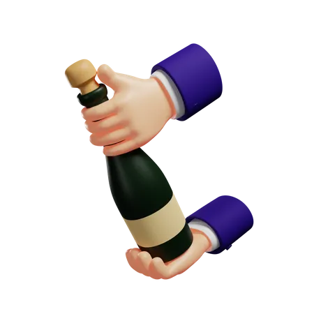 Celebrating with champagne  3D Illustration