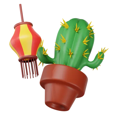 Celebration With Cactus And Pennants  3D Icon