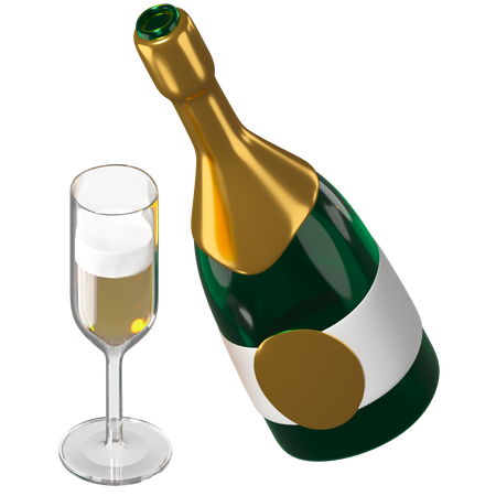 Celebration with Champagne 3D Illustration