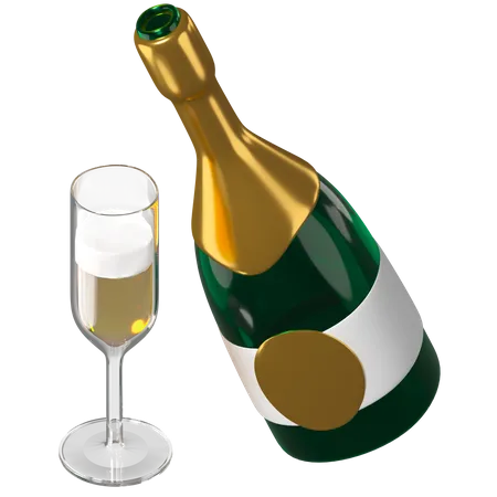 Celebration with Champagne  3D Illustration