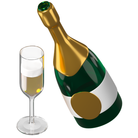 Celebration with Champagne  3D Icon