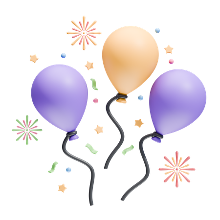 Celebratory Balloons  3D Icon