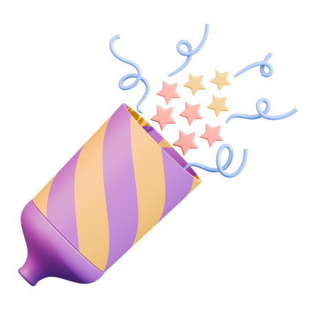 Celebratory Confetti Bomb Star Streamer Explosion  3D Icon