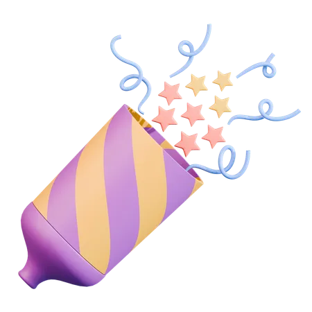 Celebratory Confetti Bomb Star Streamer Explosion  3D Icon