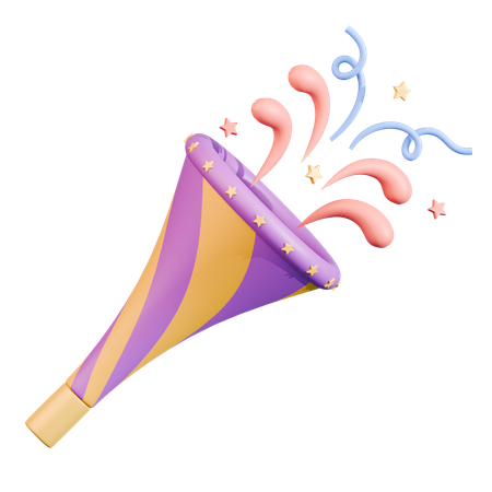 Celebratory Confetti Burst Cone  3D Icon