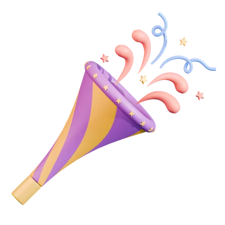 Celebratory Confetti Burst Cone  3D Icon