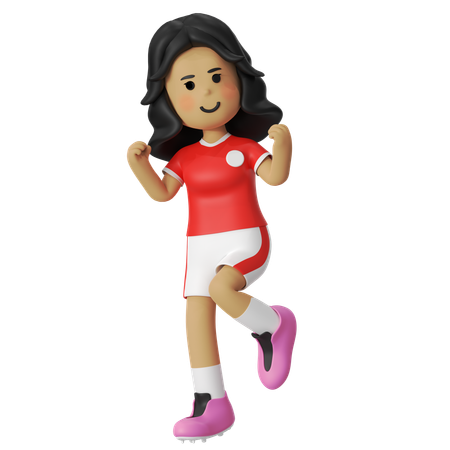 Célébrer une joueuse de football  3D Illustration