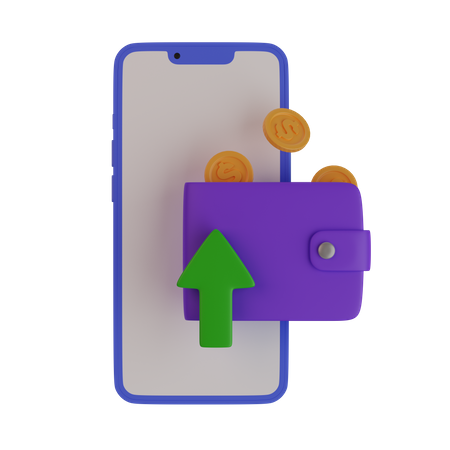 Celular com bolsa levantada  3D Icon