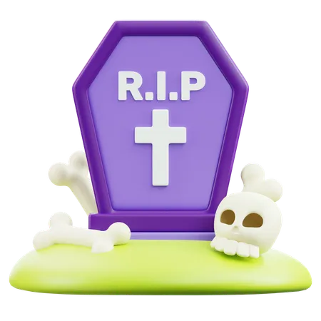 Cementerio con calavera  3D Icon