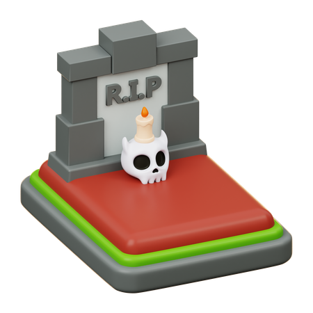 Cementerio con calavera  3D Icon