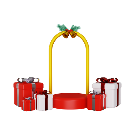 Cena do pódio de exibição de produtos para o Natal  3D Icon