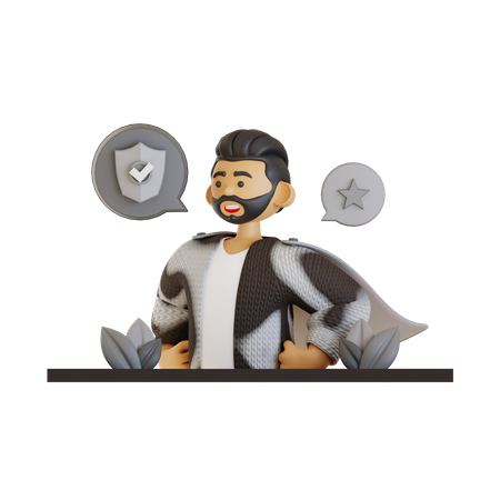 Hombre de la cena  3D Illustration