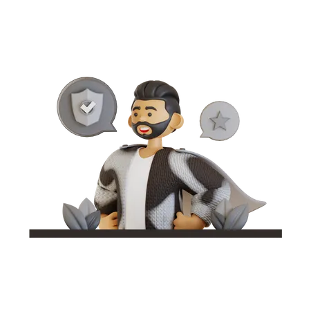 Hombre de la cena  3D Illustration