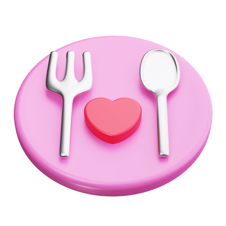 Cena romántica  3D Icon