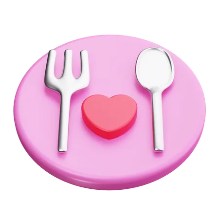 Cena romántica  3D Icon