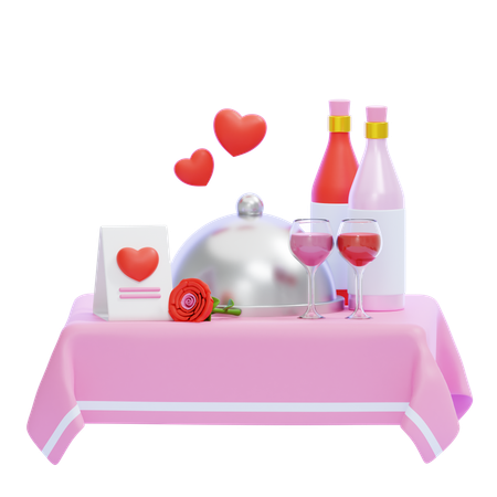 Cena romántica  3D Icon