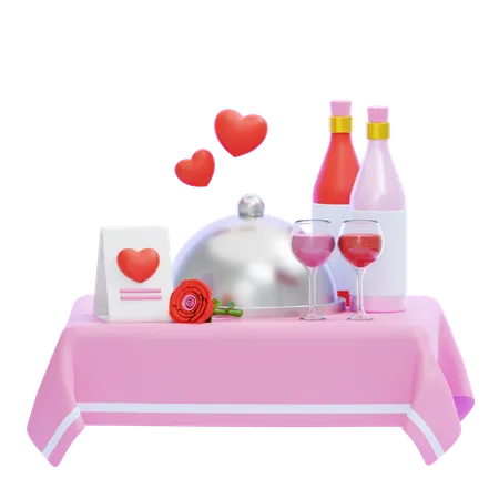 Cena romántica  3D Icon